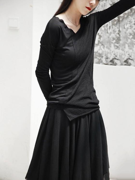 V-neck Cropped Split-joint Shirt Tops