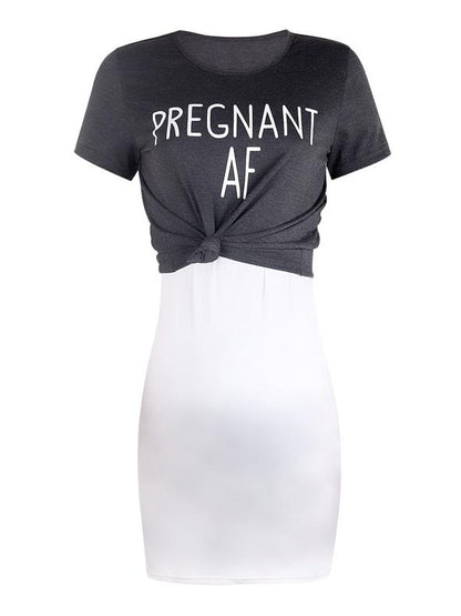 Maternity Spaghetti-neck Mini Dress& Short Sleeve T-shirt Suit