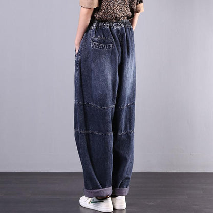 Buykud Symmetrical Pocket Casual Comfort Loose Jeans