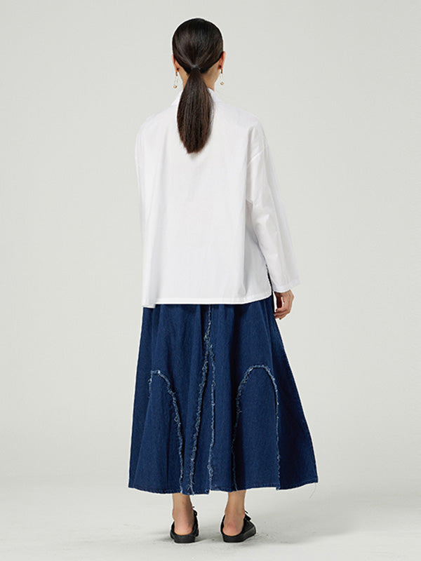 Simple Elasticity Waist Wide Leg Loose Pants