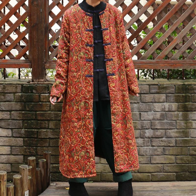 Chinese Style Women Long Thick Winter Coat