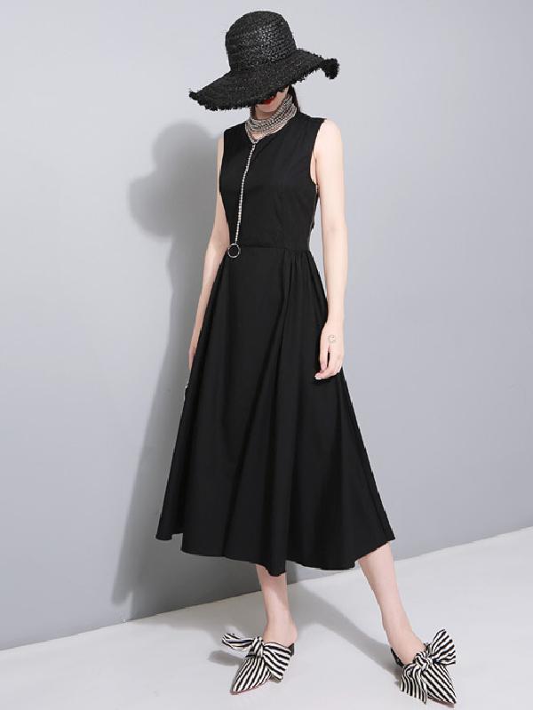 Sexy Halter Solid Sleeveless Long Dress