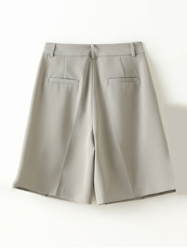 Original Pleats Empire Solid Wide Leg Shorts