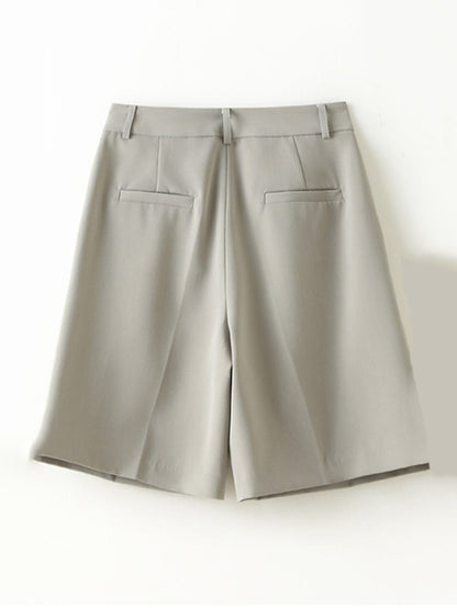 Original Pleats Empire Solid Wide Leg Shorts