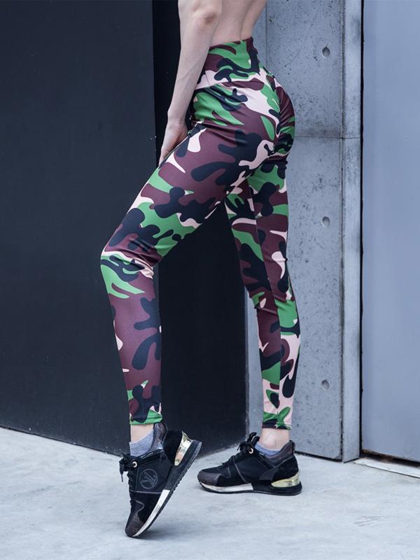 Empire Printed Elastic Wrap Yoga Leggings