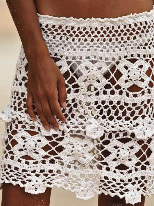 Hollow Crochet Beach Skirt Bottom