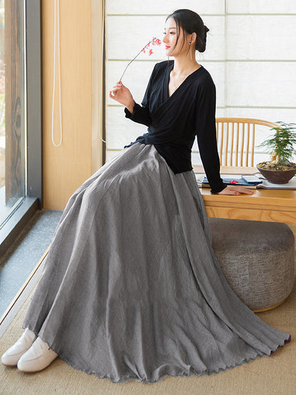 Original Loose Simple Linen Cotton Skirt