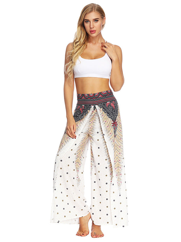 Bohemia Floral Printed Elastics Wide Leg Yoga Pants