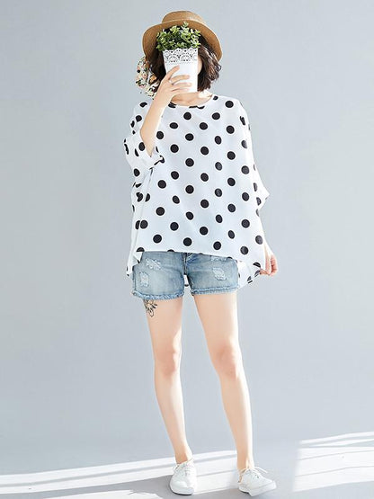 Plus Size Loose Polka-dot T-shirt