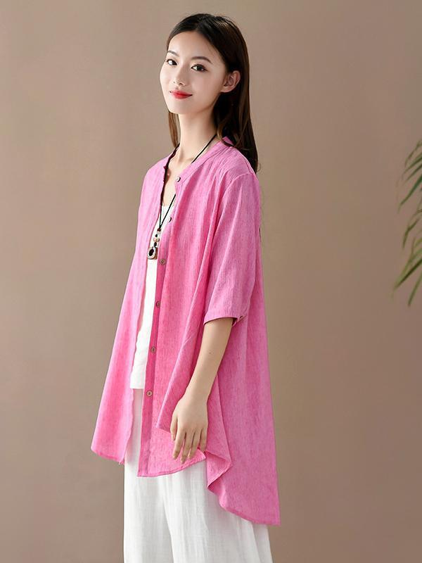 Vintage Irregularity Solid Blouses&Shirts Tops