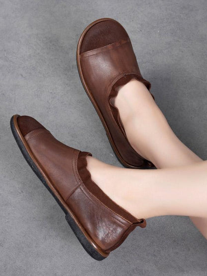 Original Flat Heel Falbala Leather Shoes