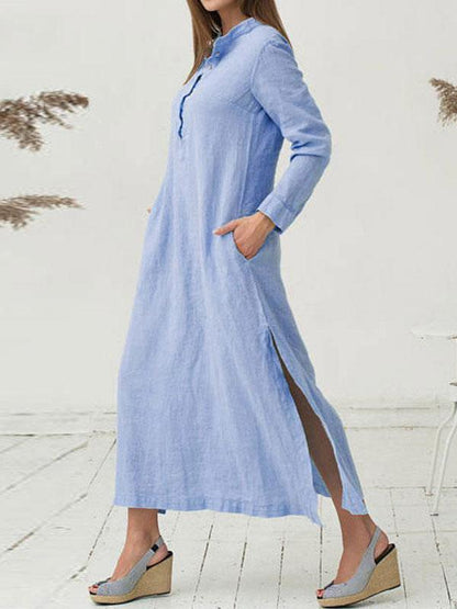 Plus Size Linen Cardigan Loose Maxi Dress
