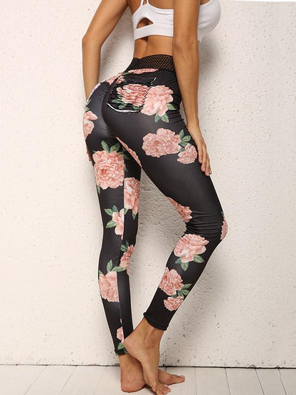 Flower Printed Lace Yoga Leggings