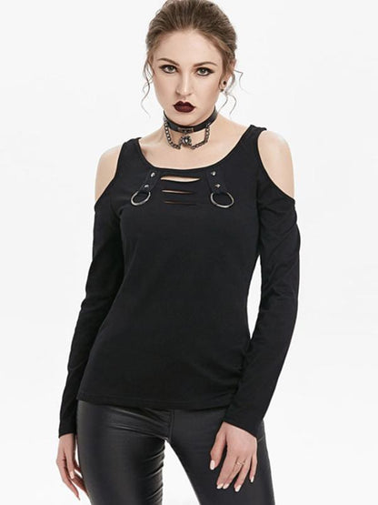 Vintage Wrap Hollow Solid Blouses&Shirts Tops