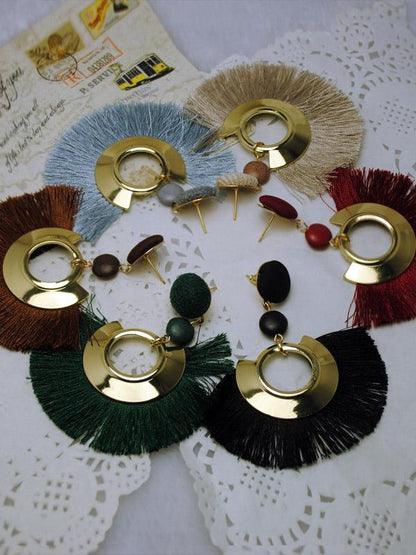 Tasseled Metal Ring Pretty Earrings