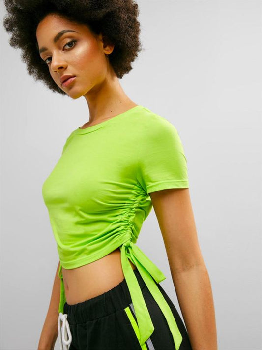 Side Drawstring Solid Tees