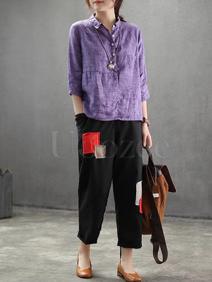 Linen Vintage Lapel Blouse