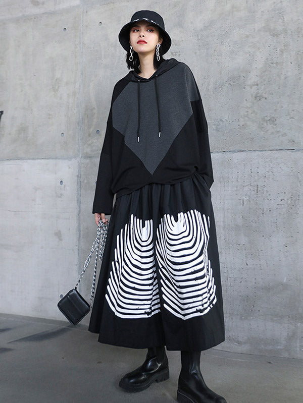 Casual Hooded Drawstring Split-Joint Hoodies&Sweatshirt Tops