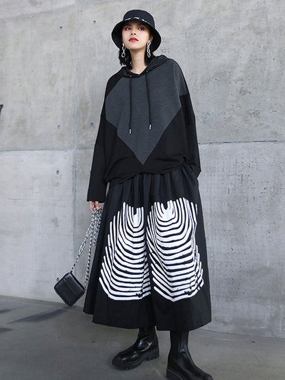 Casual Hooded Drawstring Split-Joint Hoodies&Sweatshirt Tops