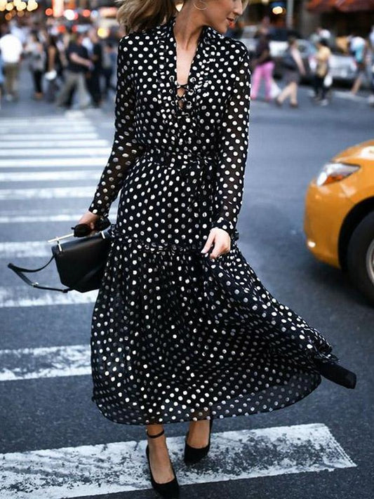 Bohemia Polka-dot Big Hemline Maxi Dress