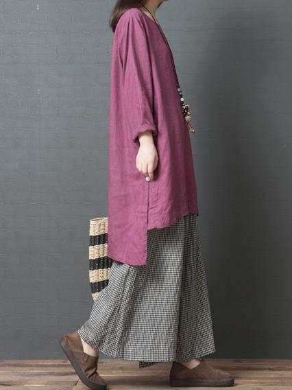 Solid Split-joint Round-neck Short Shirt Dress