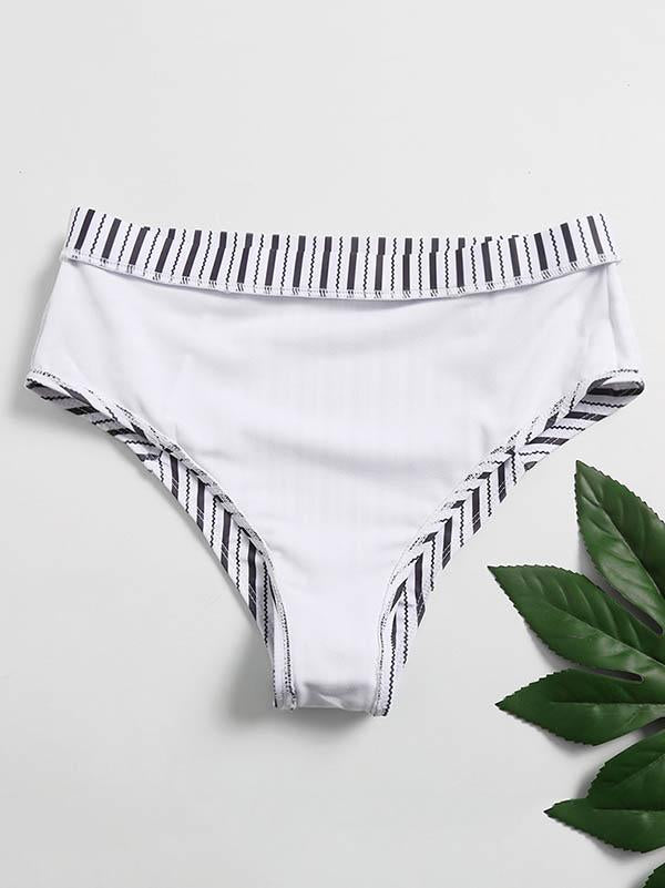 Striped Printed Knotted Split Bikini Swimsuit