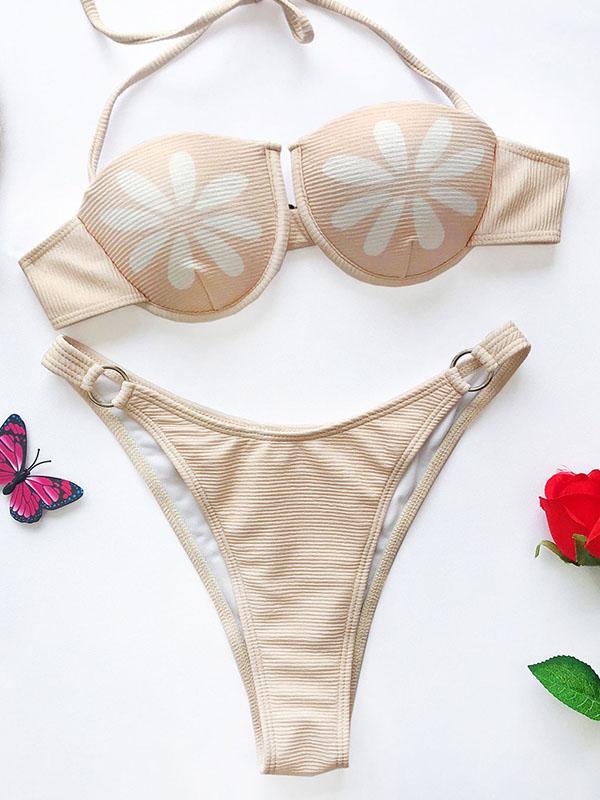 Floral-Print Underwired Split Bikini Swimsuit