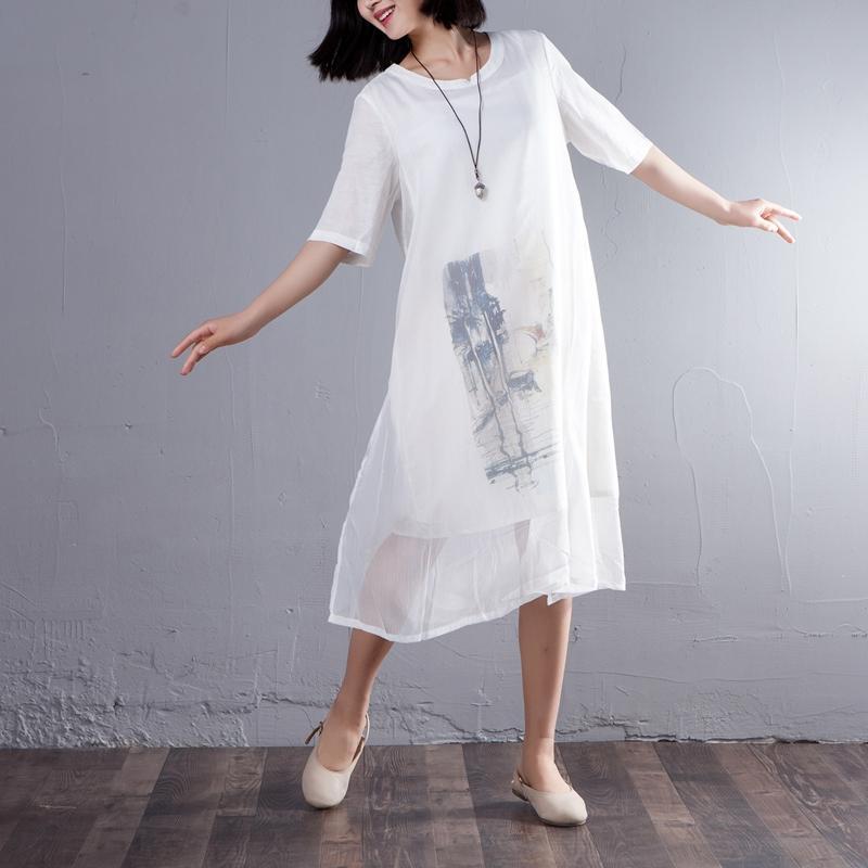 Casual False Two Piece Round Neck Short Sleeve Dress