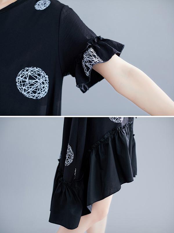 2019 Spring New Loose Falbala Split-joint Dress