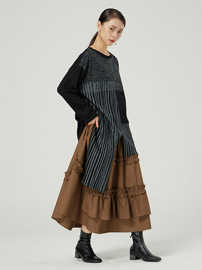 Casual Ruffled Loose Solid Color Skirts