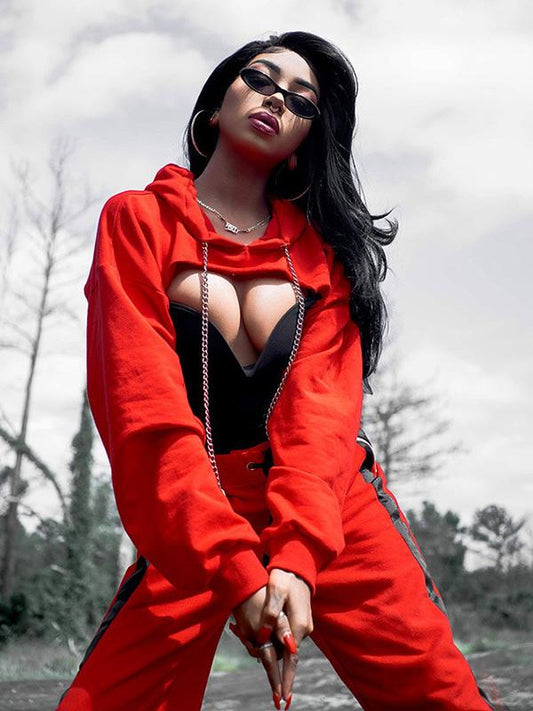 Chain High-low Crop Sweatshirts