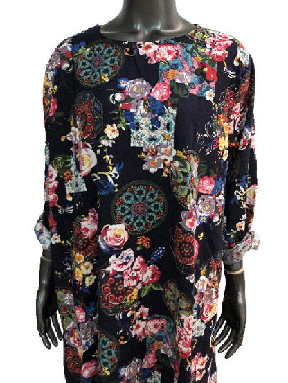 Autumn Loose Flower Print Maxi Dress