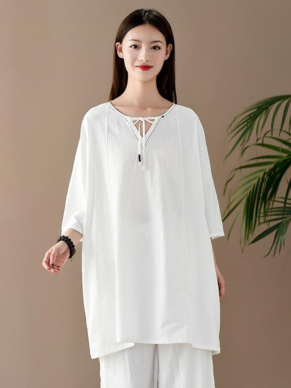 Simple Solid V-Neck T-Shirts Tops