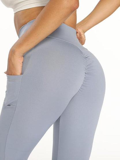 Sexy Wrap Solid Color High Waist Sports Leggings