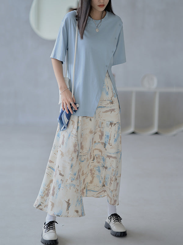 Urban Split-Side Oblique Buckle Short Sleeves T-Shirts
