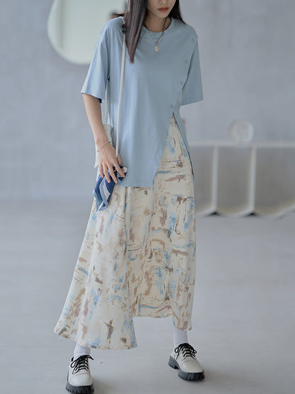 Urban Split-Side Oblique Buckle Short Sleeves T-Shirts