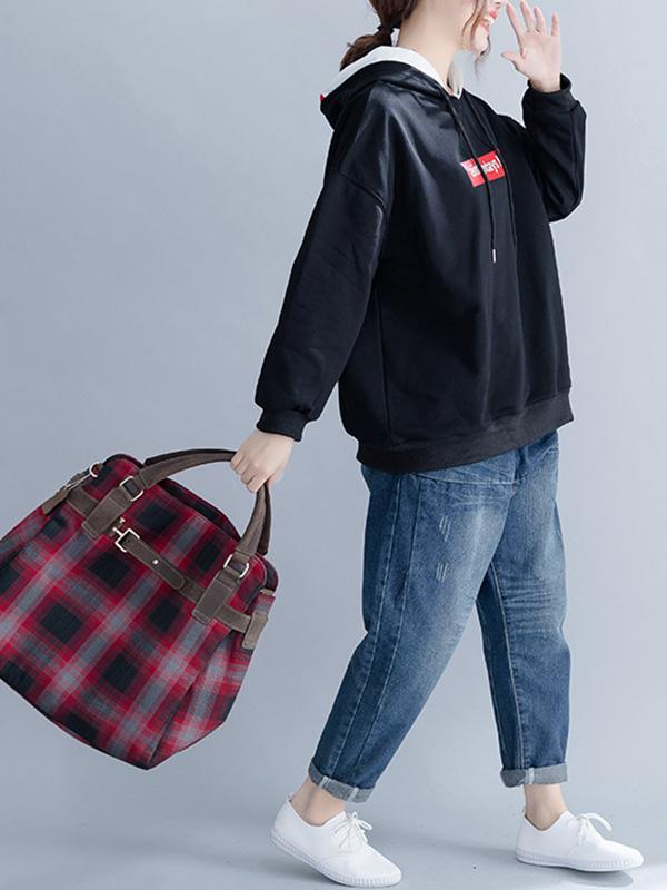 Loose Letter Printed Hooded Sweatshirt