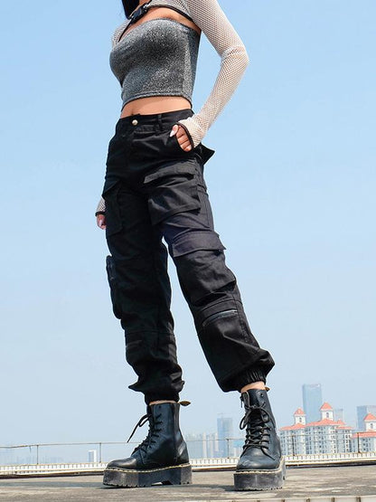 High Waist Multi Pockets Jogger Pants