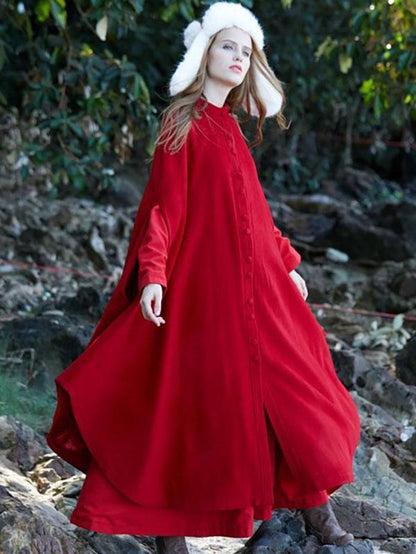 Presale Red Maxi Woolen Cape Outwear