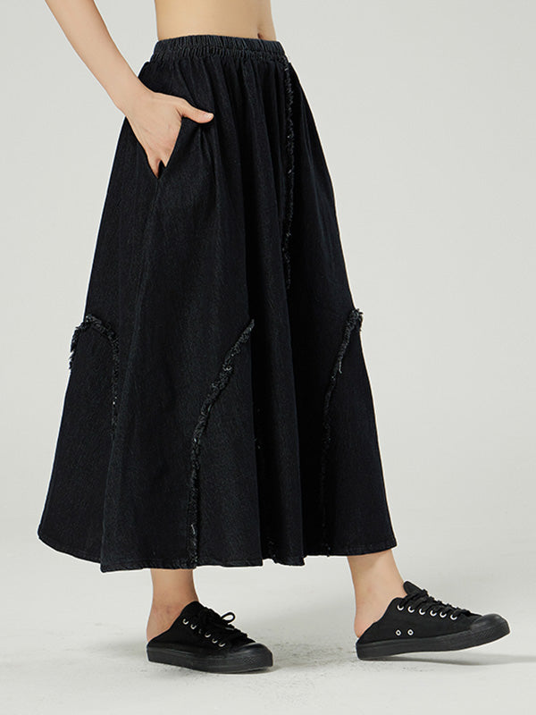 Simple Elasticity Waist Wide Leg Loose Pants