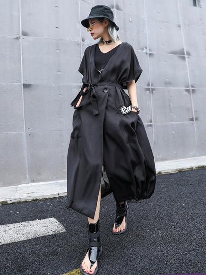 Light Elastic Waist Design Trench Coat