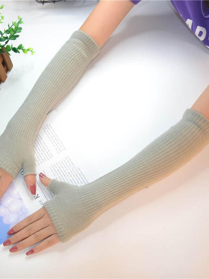 Knitted Half Finger Long Gloves Accessories