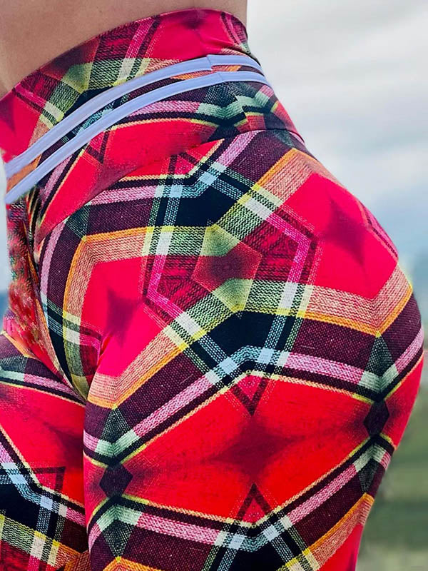 Color Plaid Digital Print Yoga Pants