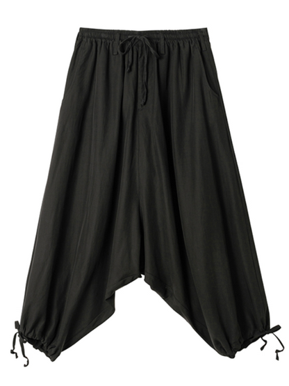 Original Loose Black Elastics Drawstring Tie Low Crotch Knickerbockers