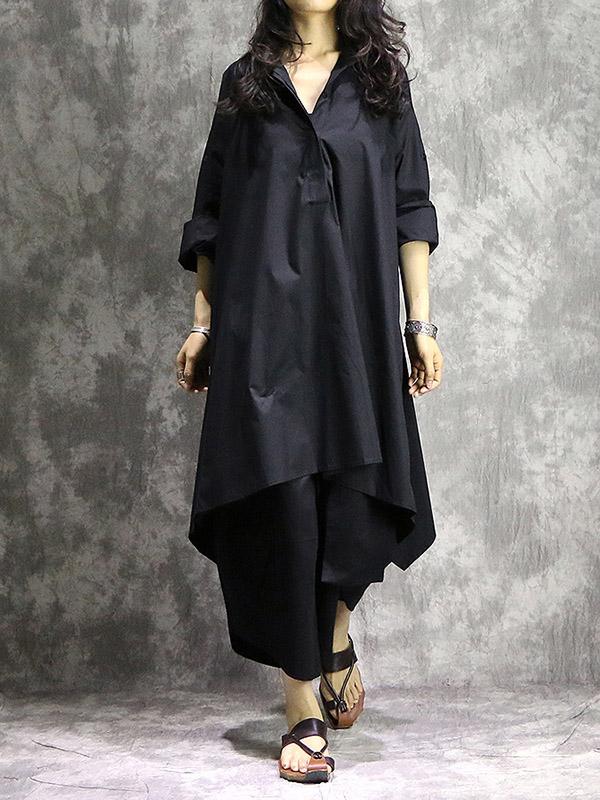 Solid Cropped Loose Shirt Top