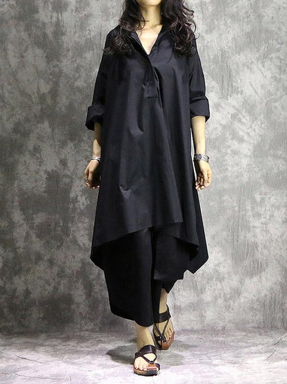 Solid Cropped Loose Shirt Top