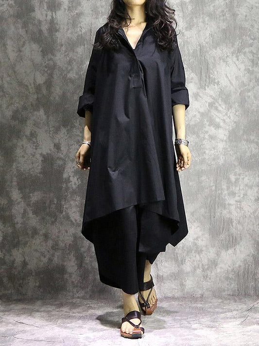 Solid Cropped Loose Shirt Top