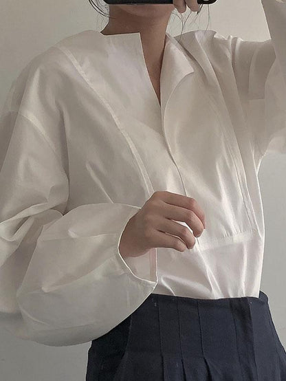 SIMPLE RETRO LOOSE WHITE SHIRT