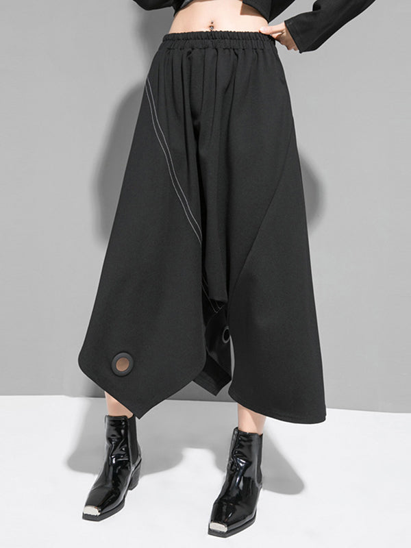 Urban Irregular Solid Color Elasticity Wide Leg Harem Pants