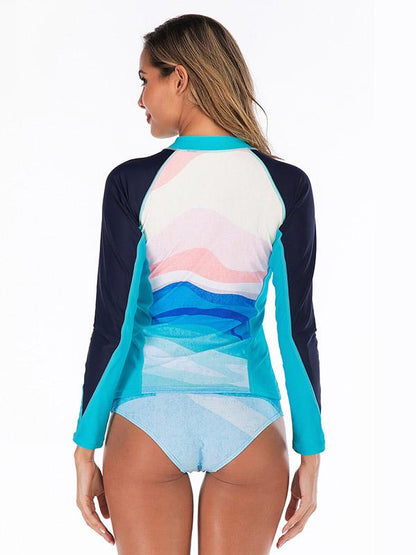 Contrast Trim Zipper Two Pieces Wetsuit